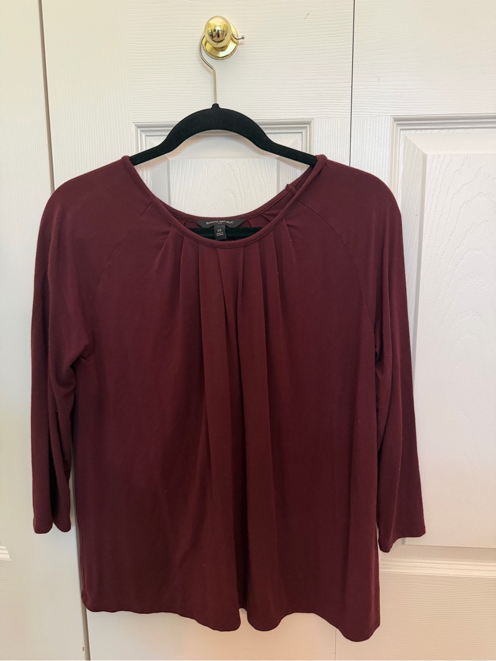Banana Republic Wine Long Sleeve Pleated Front Top